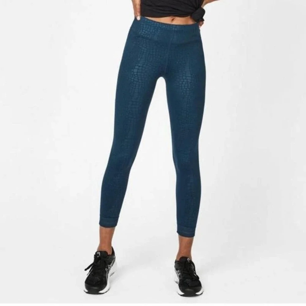 Sweaty Betty All Day‎ Embossed Crocodile 7/8 Leggings Blue Size XS